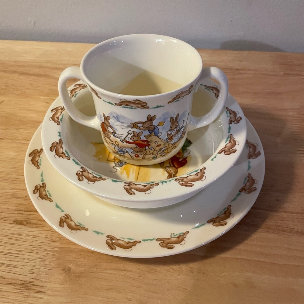 Royal Doulton Bunnykins Plate with Red and Brown Accents